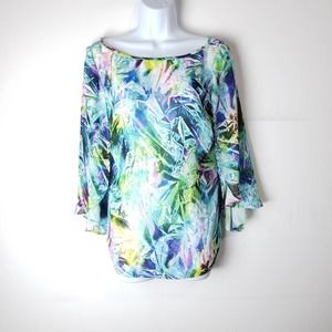 NWT Milly Watercolor Bat Wing Top Size 6 Scoop Neck Retail $275